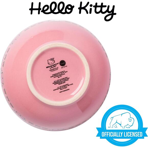 Hello Kitty Ceramic Ramen Bowl with Chopsticks - Floral Pattern Pink 20 OZ - Picture 5 of 12